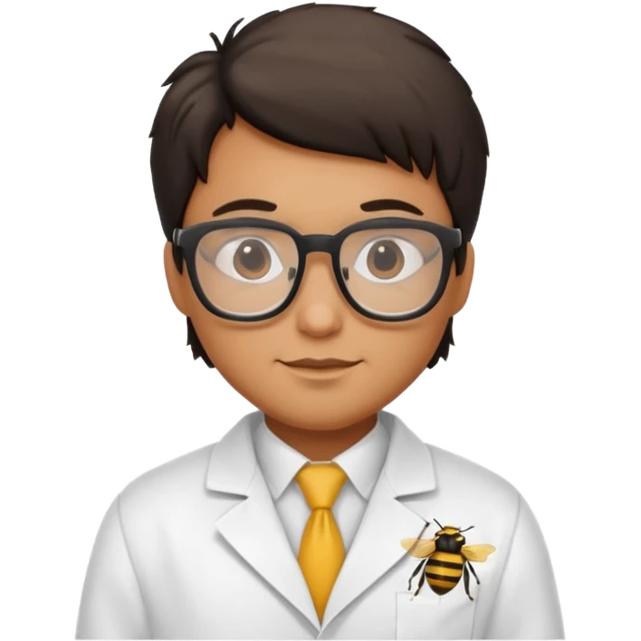 a bumblebee with a scientist costume emoji
