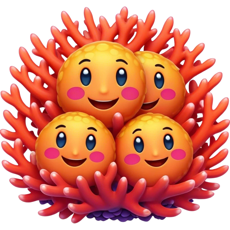 Coral with happy faces emoji