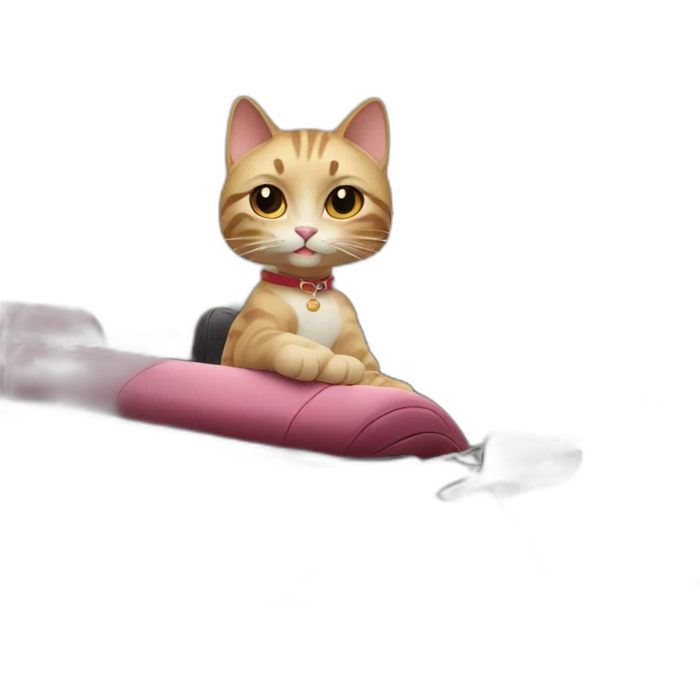A glamorous cat is riding a convertible car on the beach emoji