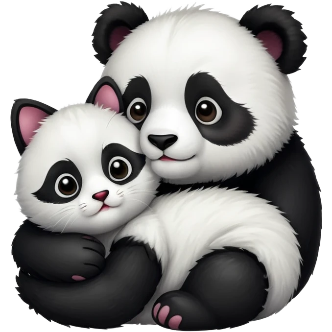 Panda hugging a kitty emoji