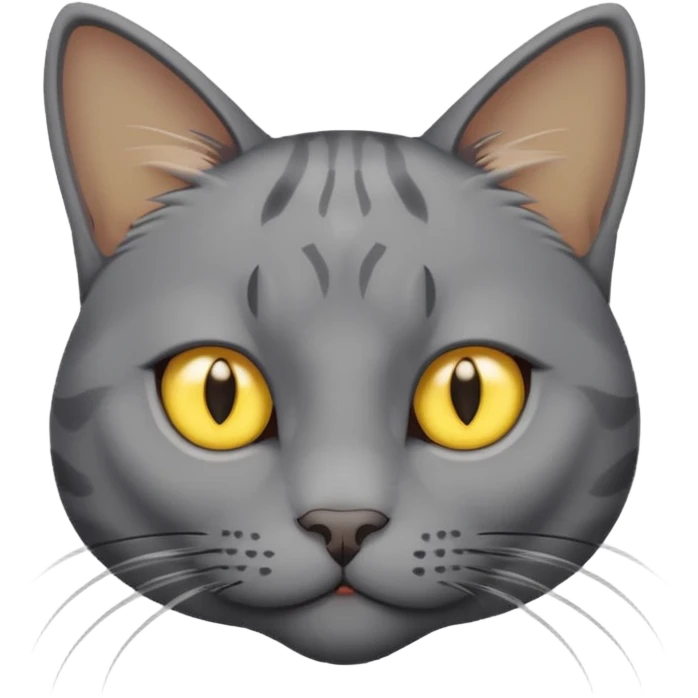A gray cat with yellow eyes named max he is very cute and has a white spot on his neck emoji