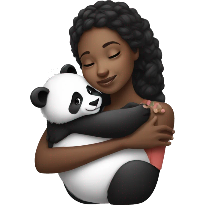 black girl huging panda emoji