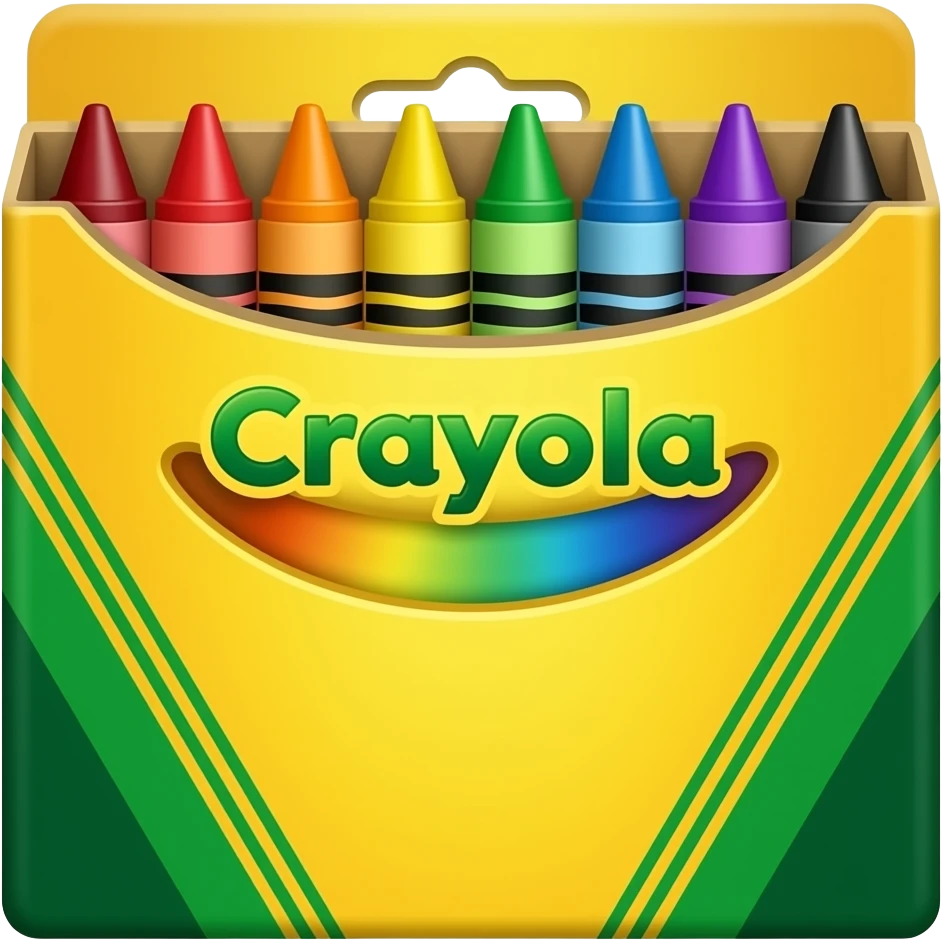 crayola box with crayons inside and crayola branding emoji
