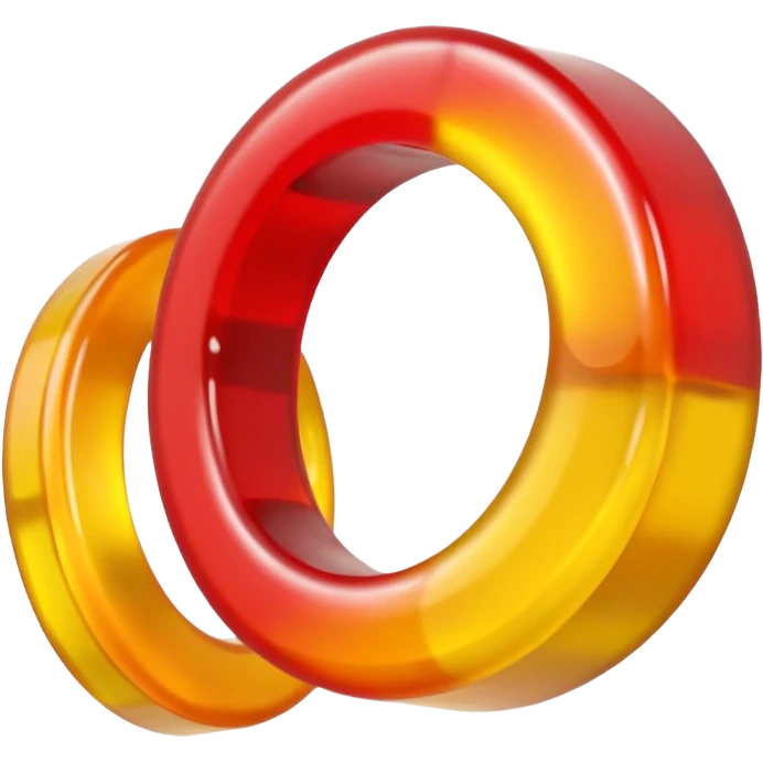 emoji de 2 gomitas en forma de aro una colo rojo y otra amarillo de gran grosor emoji
