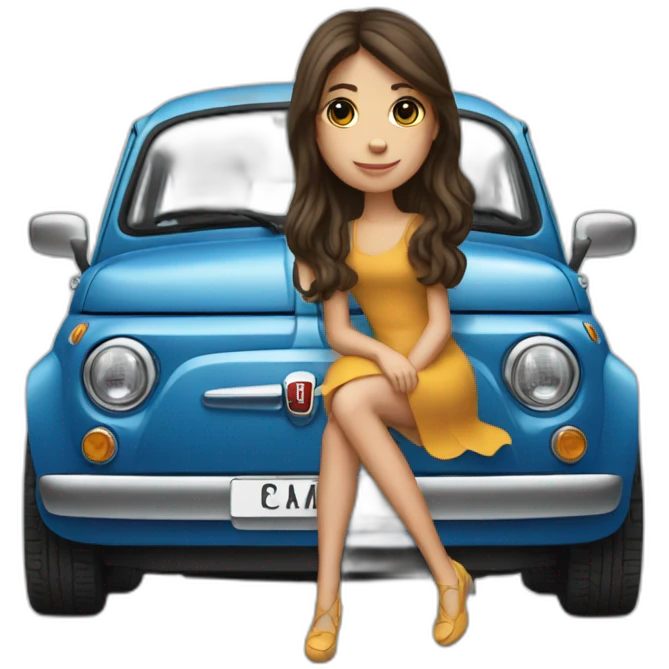 Girl-long-medium-hair-brunette-and-car-fiat-500 emoji