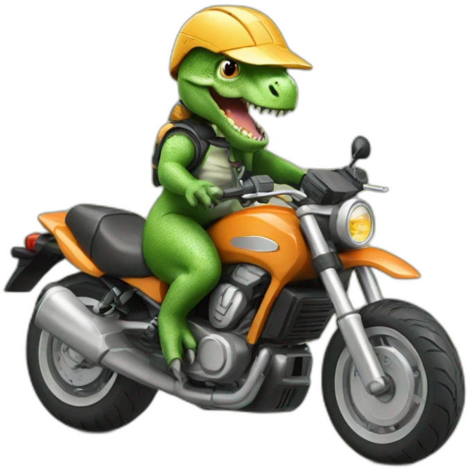 Dinosaure sur moto emoji