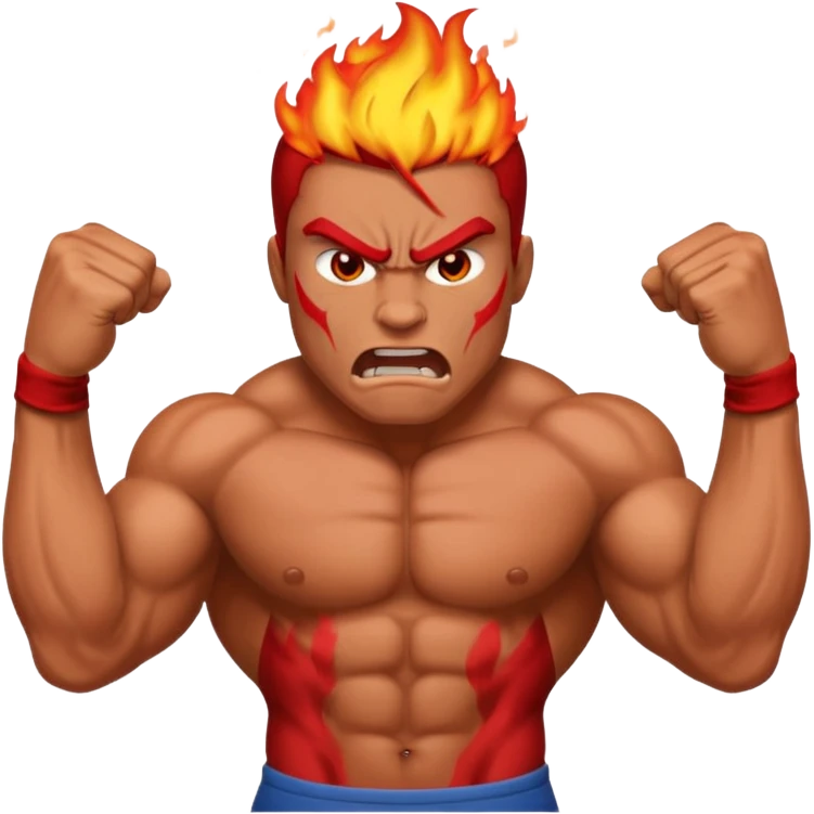 burning angry bodybuilder man  emoji