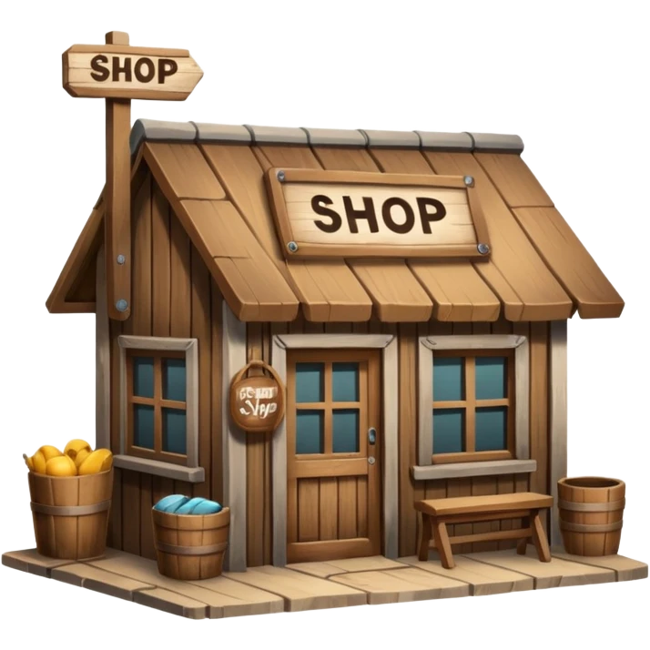 Magic Shop – Small wooden shop with “Shop” sign.
 emoji