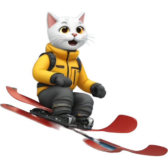 cat skiing on ice emoji