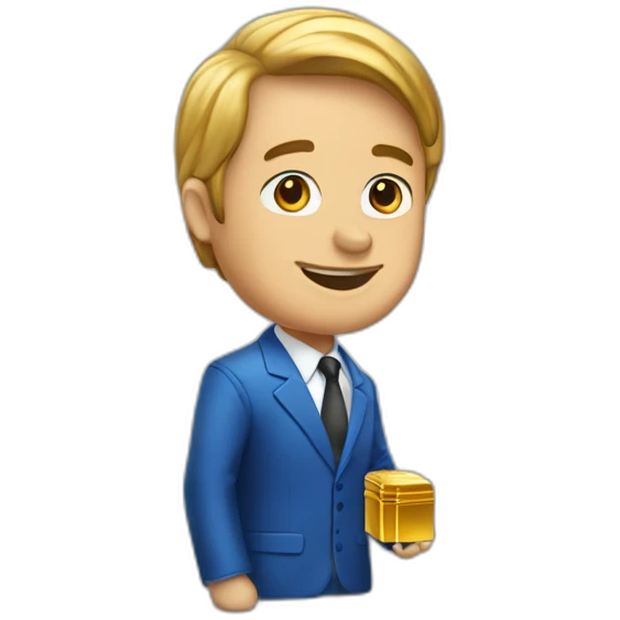 Realistoc-Posh-man-with-blue-suit-offering-goldbar emoji