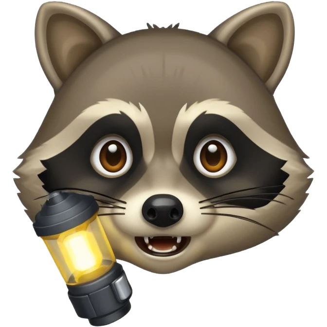 raccoon caught in flashlight glow panic face emoji