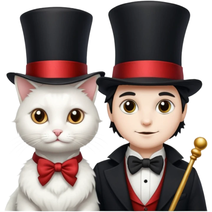 magician couple and their pet cat emoji