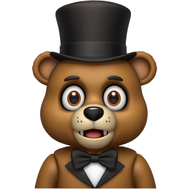 Freddy Fazbear with wide eyes, surprised expression, brown bear animatronic emoji