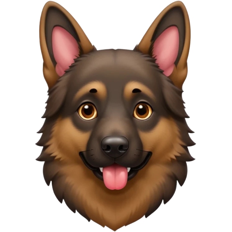 cartoon style dark German Shepherd dog with its tongue hanging out long emoji