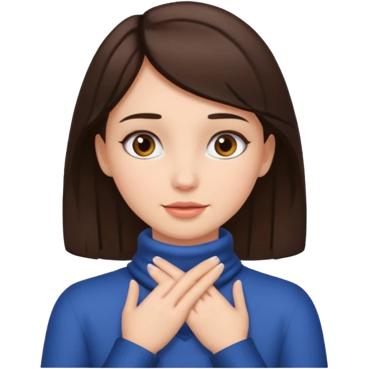 brunette girl with hands around her neck emoji