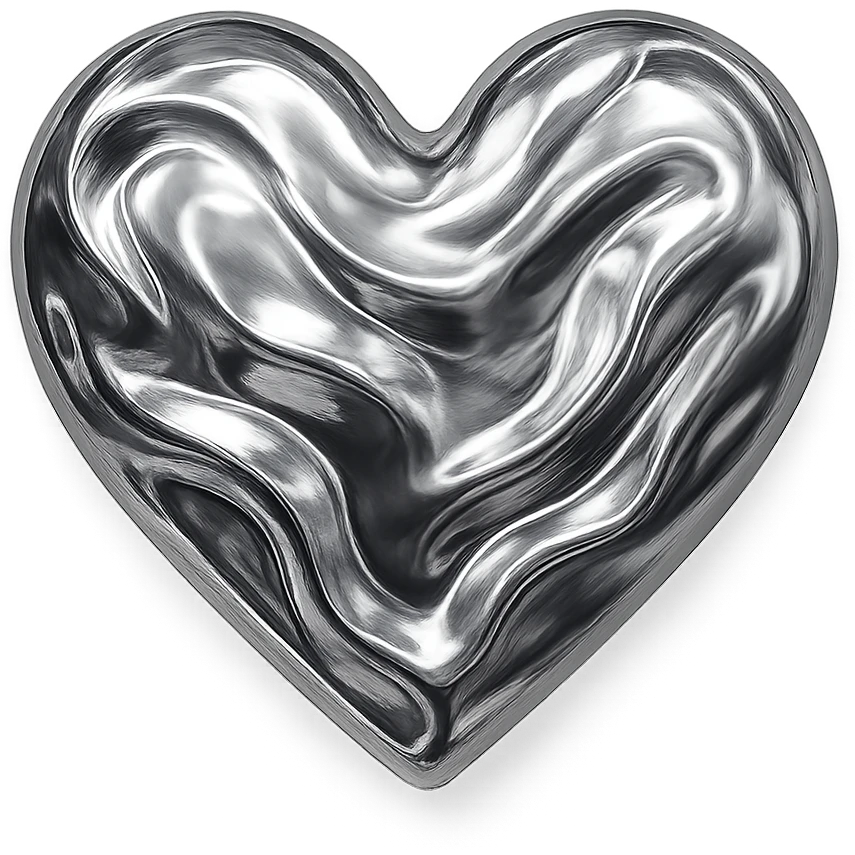 heart with a liquid mercury effect emoji