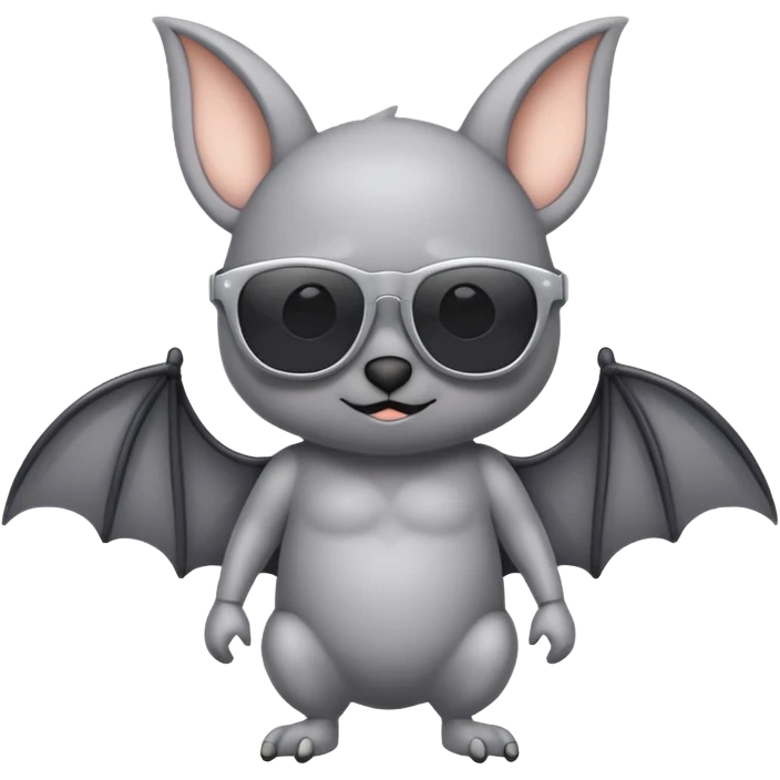 cute gray pastel bat with sunglasses, full body emoji