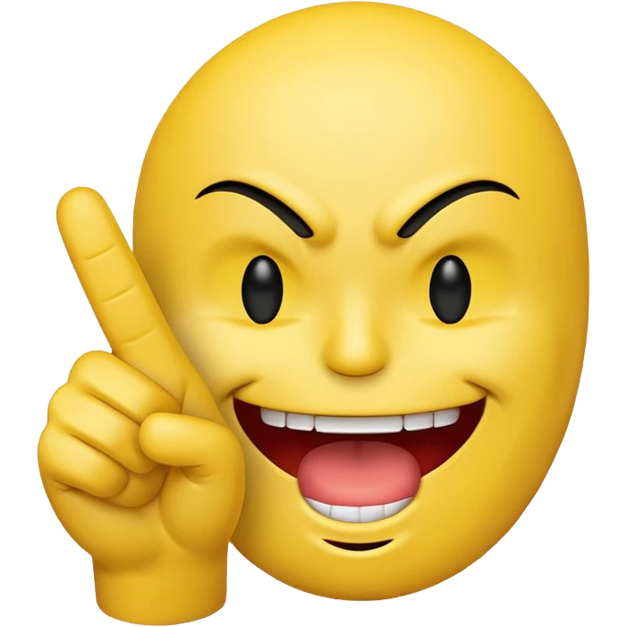 A smiley face doing the middle finger emoji