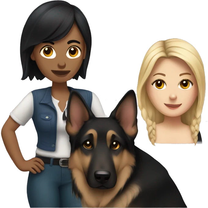 white woman with black hair with a german shepherd  emoji