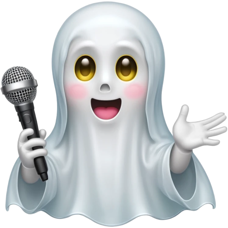 Snapchat ghost with no face holding microphone emoji