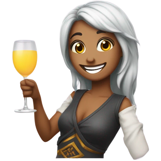 Jinx from arcane drinking a mimosa  emoji