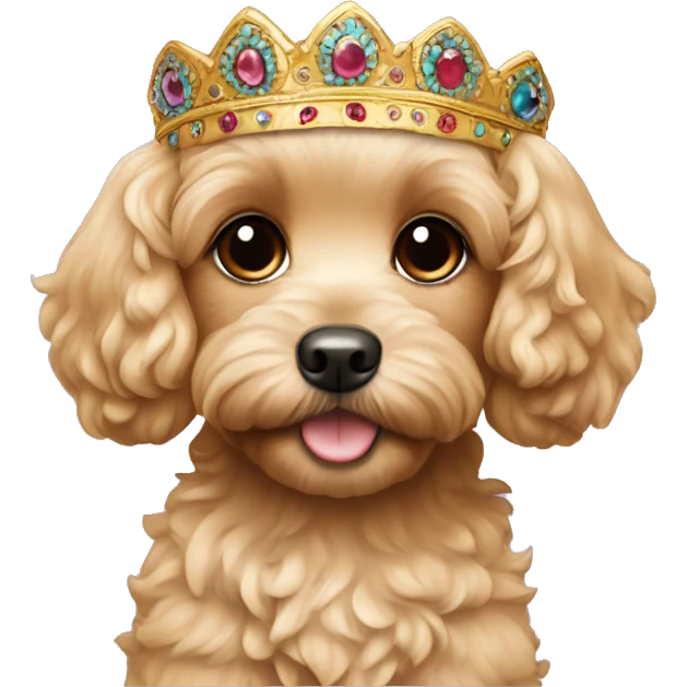blond cavapoo puppy wearing a headdress emoji