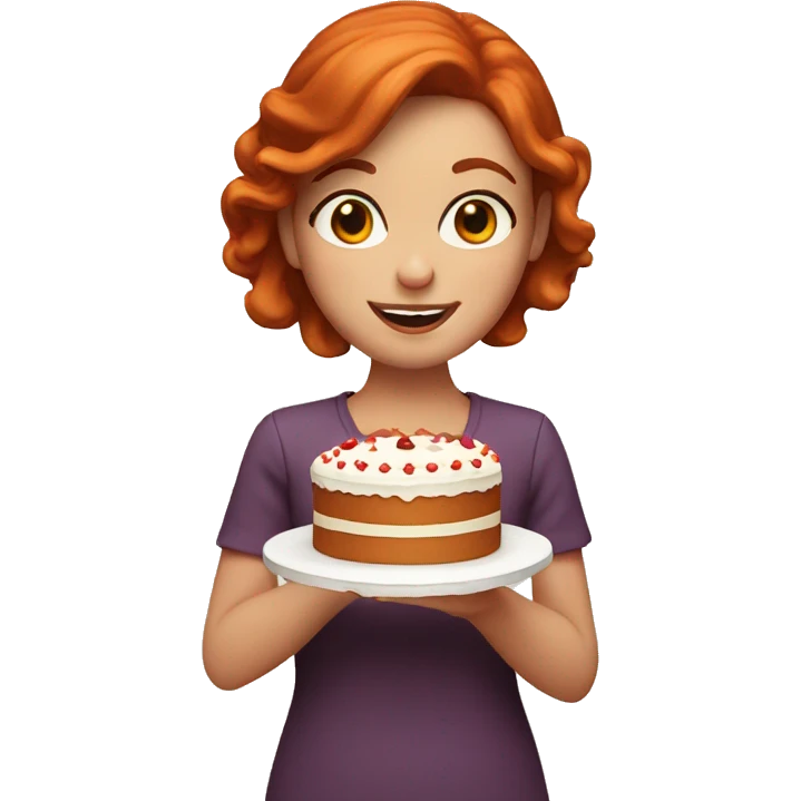 Redhead holding cake  emoji