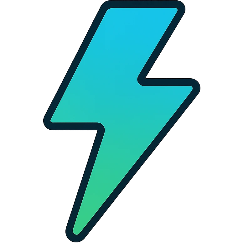 abstract thunder icon with blue and green gradient emoji