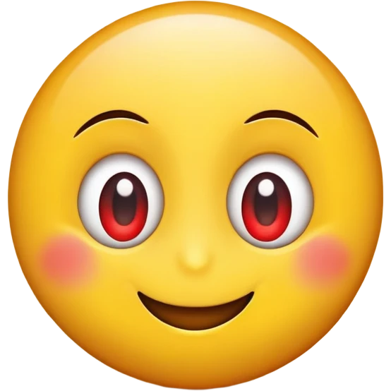 A smiley emoju with big eyes and the eyes have a red tint to them emoji