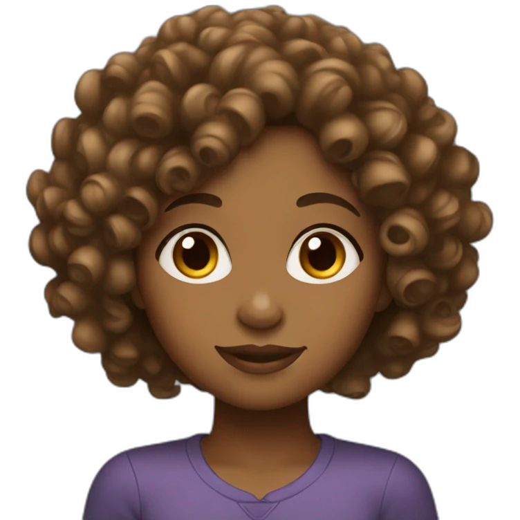 brown girl with curly hair emoji