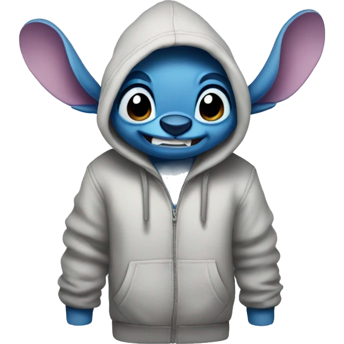 Stitch wearing a hoodie emoji