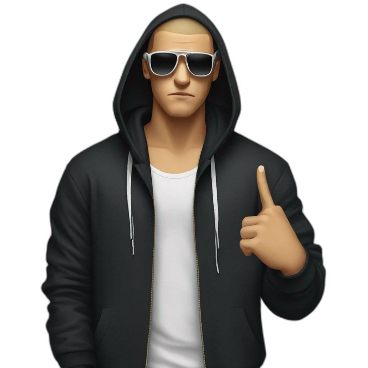 DJ Snake serious attitude wearing a hoodie showing a finger emoji