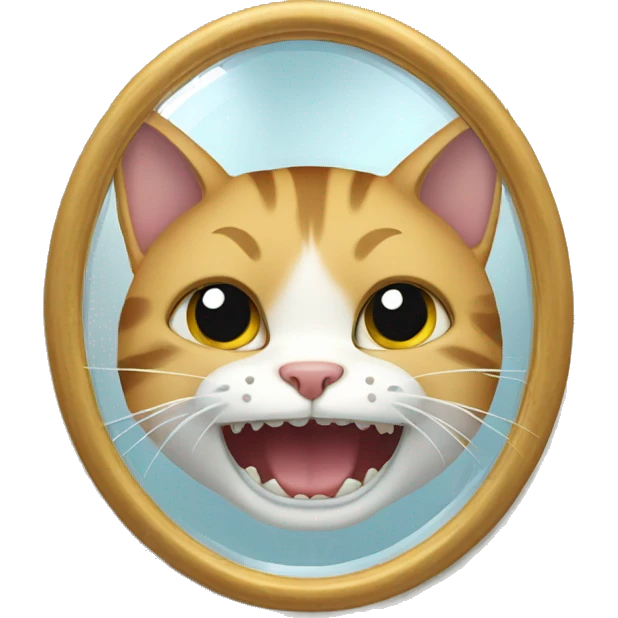 cat looking in mirror with teeth falling out emoji