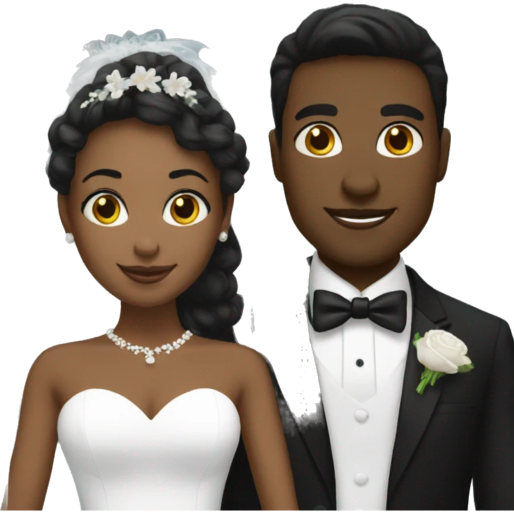 Black bride and white groom emoji