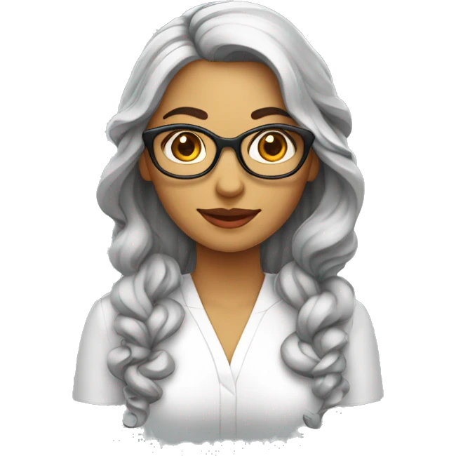 Mulher de óculos com cabelos ondulados e blusa vermelha  emoji