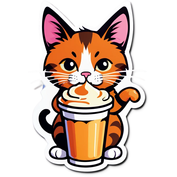 Cat drinking cream emoji