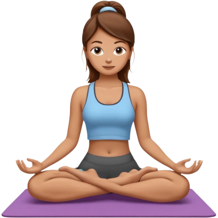 A white girl with brown hair who works remotely and enjoys yoga emoji