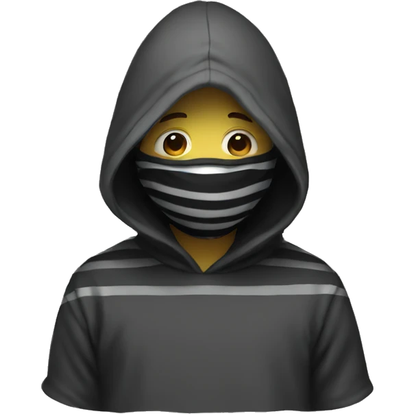 lonely hooded boy stripes with a mask emoji