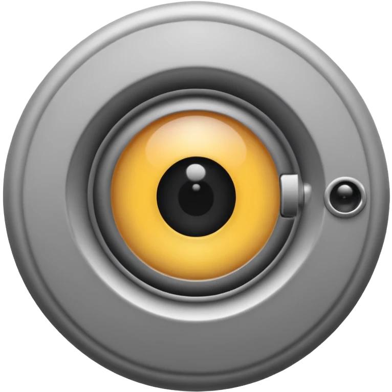Minimalist emoji-style sticker of a peephole with a realistic eye looking out from inside. Black and gray tones, flat icon, centered eye.
 emoji