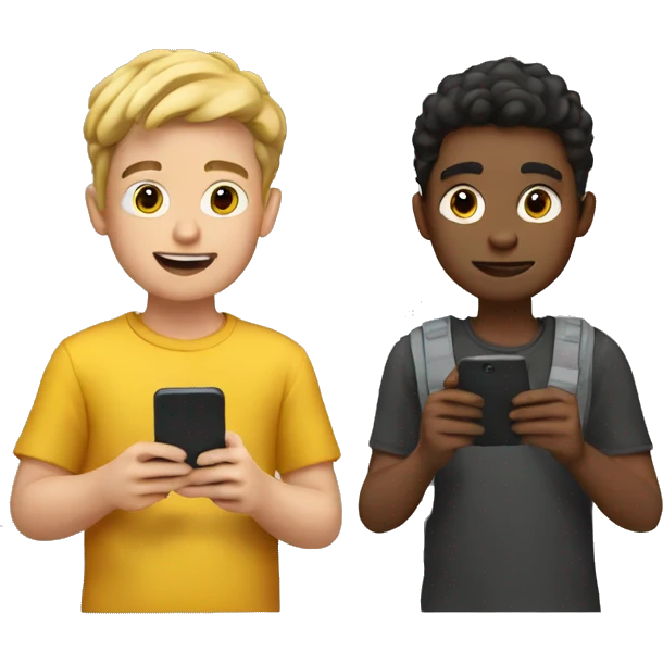 2 boys looking at a phone  emoji
