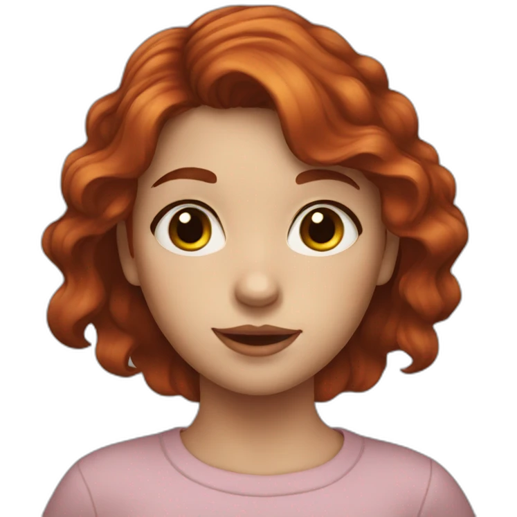 A dark red haired young girl, black eyelined emoji