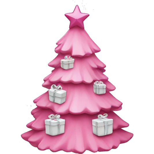 pink christmas tree with white presents underneath emoji