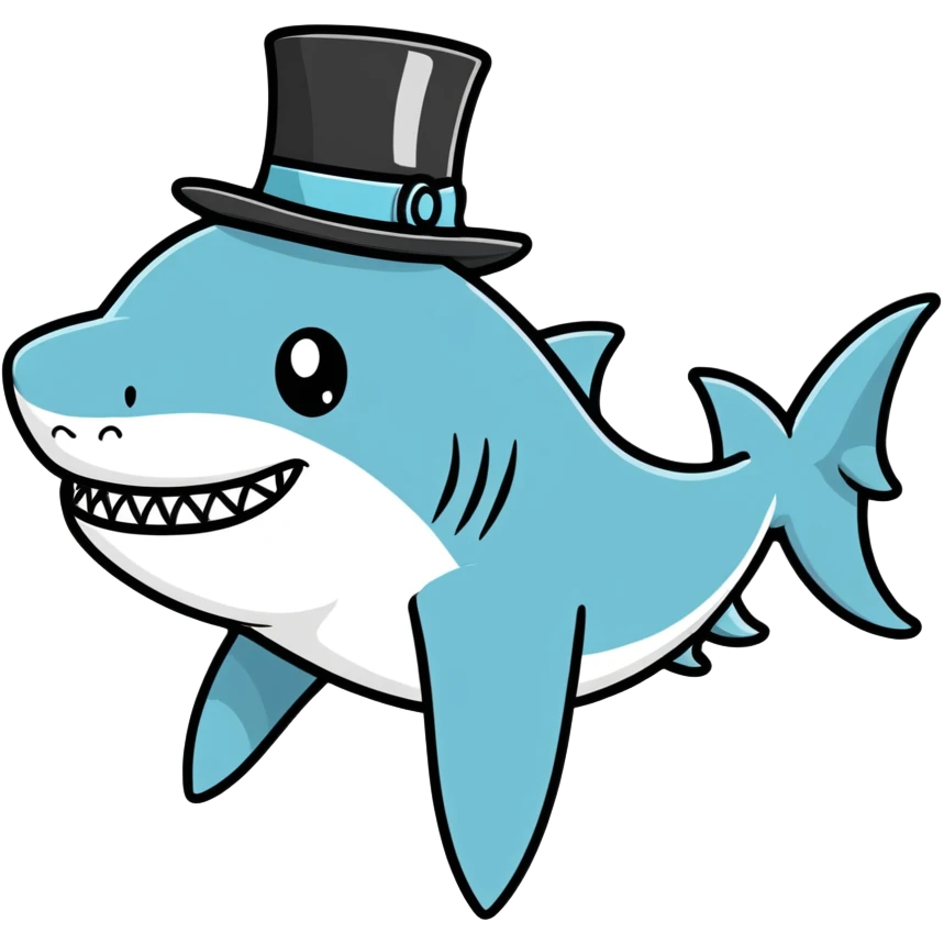 Shark with a top hat emoji