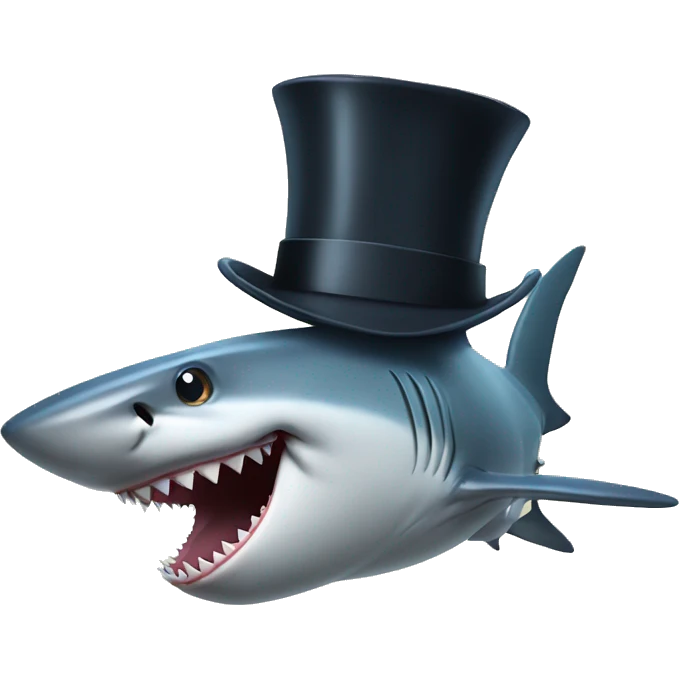 Shark with a top hat emoji