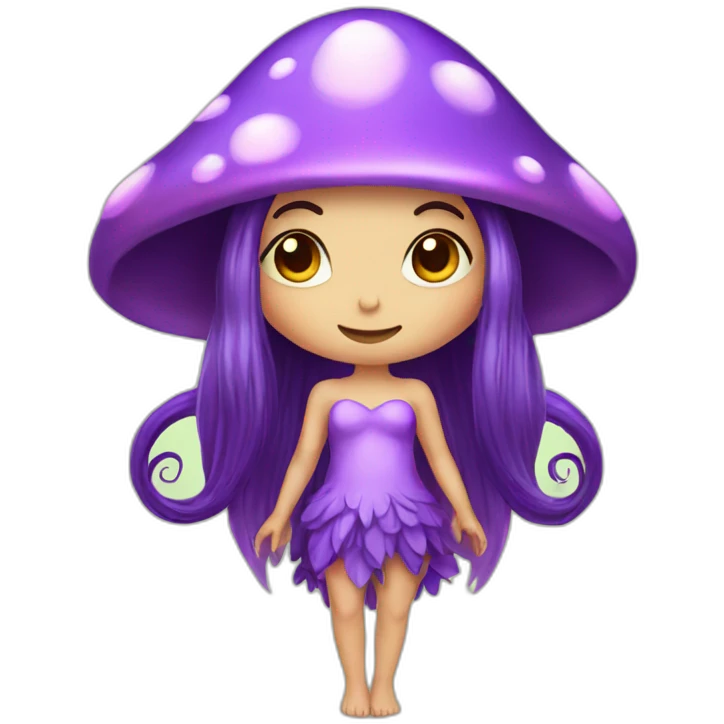 Cute purple mushroom fairy with long hair emoji