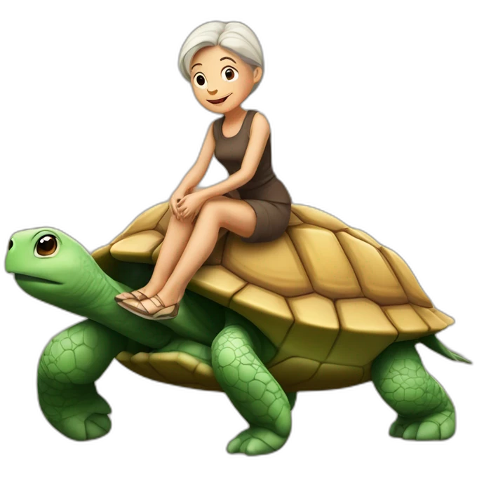 Mamie sur tortue emoji