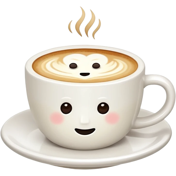 a flat white coffee without a face in a clean white coffee mug witout anyhing on it. there is latte art in the coffee emoji