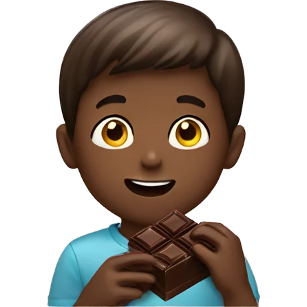 Boy eating chocolate emoji