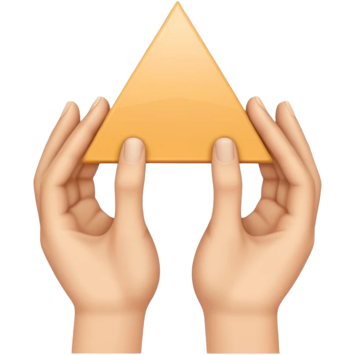 Similar to the heart hands emoji, this emoji should show a triangle created by the fingers of the hands where the two thumbs form the first side of the triangle and the remaining four fingers of each hand create one side each emoji