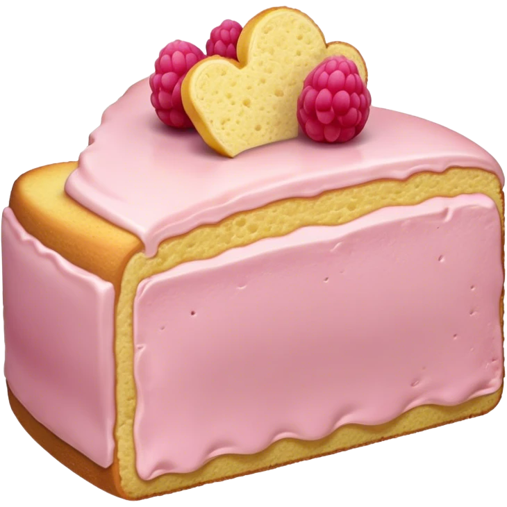 slice of sponge cake, with minimal pink emoji